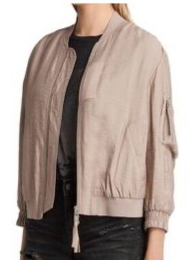 AllSaints Angie Blush Taupe Bomber Jacket size M